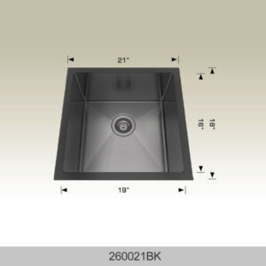 BOSCO 260021BK Textured Standard Series 21″ Kitchen Sink
