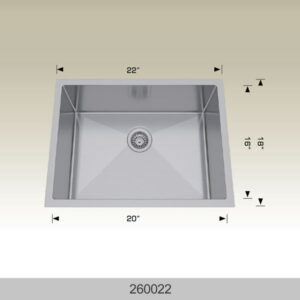 BOSCO 260022 Textured Standard Series 22″ Kitchen Sink