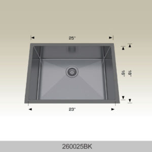 BOSCO 260025BK Textured Standard Series 25″ Kitchen Sink