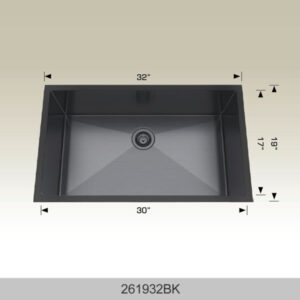 BOSCO 261932BK Textured Standard Series 32″ Kitchen Sink