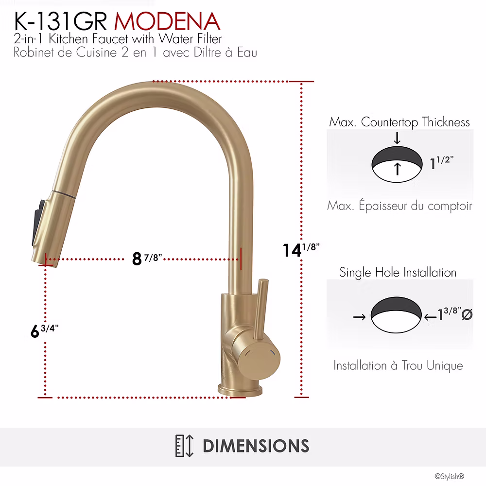 7f25f4_56e0b80485d8470198b616e5608db77b~mv2 STYLISH K-131GR MODENA Single Handle Kitchen Faucet - Image 6