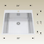 BOSCO T208064 Textured Laundry Series 24″ Kitchen Sink