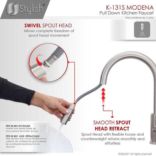 STYLISH K131S01S MODENA Kitchen Faucet & Soap Dispenser (5) STYLISH K131S01S MODENA Kitchen Faucet & Soap Dispenser - Image 7
