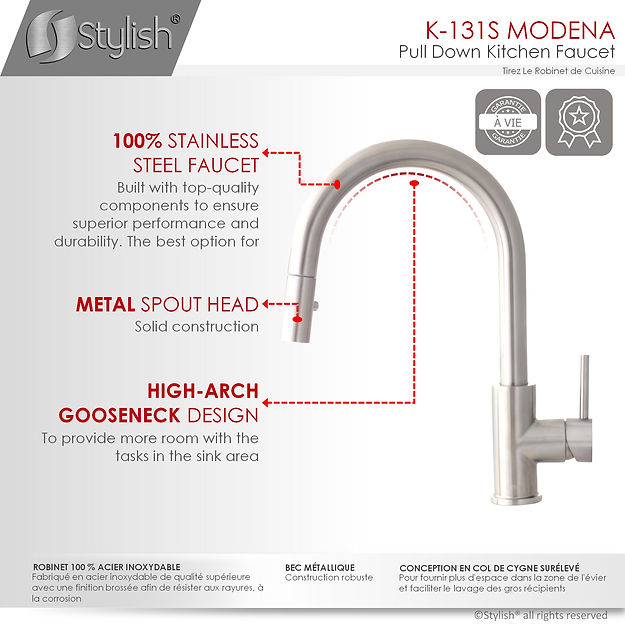 STYLISH K131S01S MODENA Kitchen Faucet & Soap Dispenser (6) STYLISH K131S01S MODENA Kitchen Faucet & Soap Dispenser - Image 12