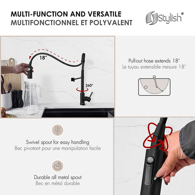 STYLISH MILANO K-107NR Single Handle Kitchen Faucet (10) STYLISH MILANO K-107NR Single Handle Kitchen Faucet - Image 11