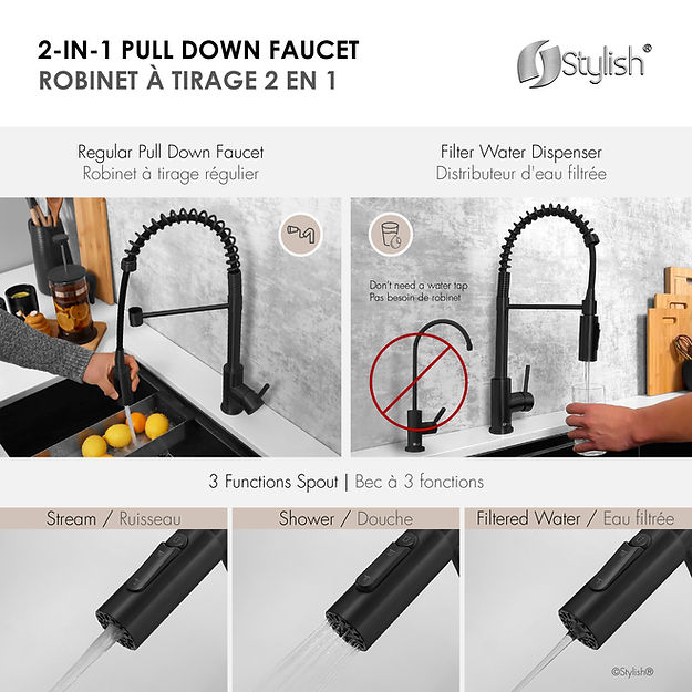 STYLISH MILANO K-107NR Single Handle Kitchen Faucet (3) STYLISH MILANO K-107NR Single Handle Kitchen Faucet - Image 4