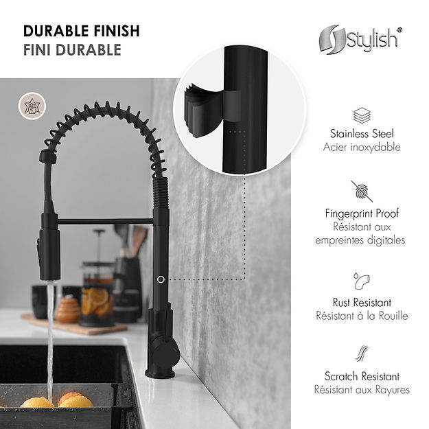 STYLISH MILANO K-107NR Single Handle Kitchen Faucet (4) STYLISH MILANO K-107NR Single Handle Kitchen Faucet - Image 5