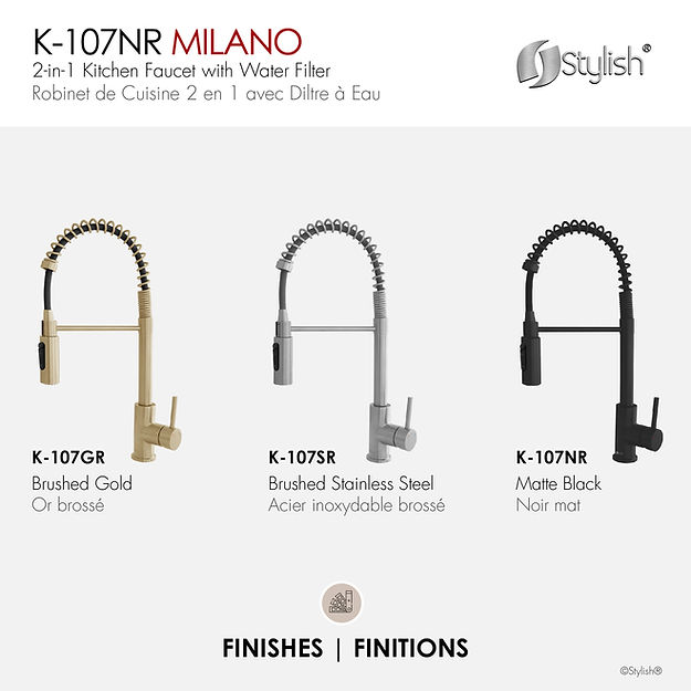 STYLISH MILANO K-107NR Single Handle Kitchen Faucet (7) STYLISH MILANO K-107NR Single Handle Kitchen Faucet - Image 8