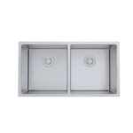 Aquaflo KSE23319 Essence 2 Handcrafted Double Bowl Kitchen Sink with Basket strainer