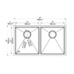 Aquaflo KSE23319 Essence 2 Handcrafted Double Bowl Kitchen Sink with Basket strainer