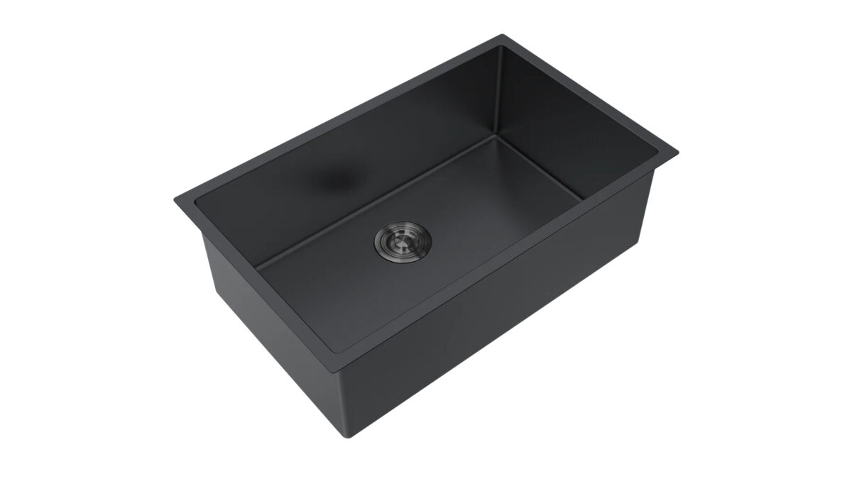 Aquaflo KSE3319 Essence 33 Handcrafted Single Bowl Kitchen Sink with Basket Strainer