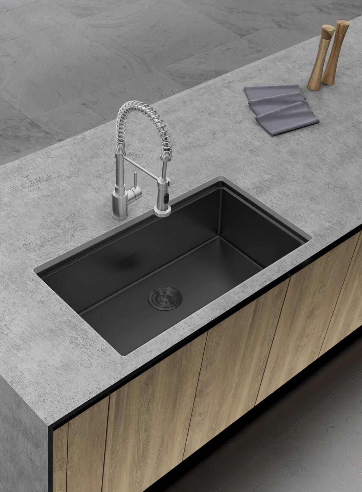 Aquaflo KSP3319 Professional Hex Handcrafted Single Bowl Kitchen Workstation Sink