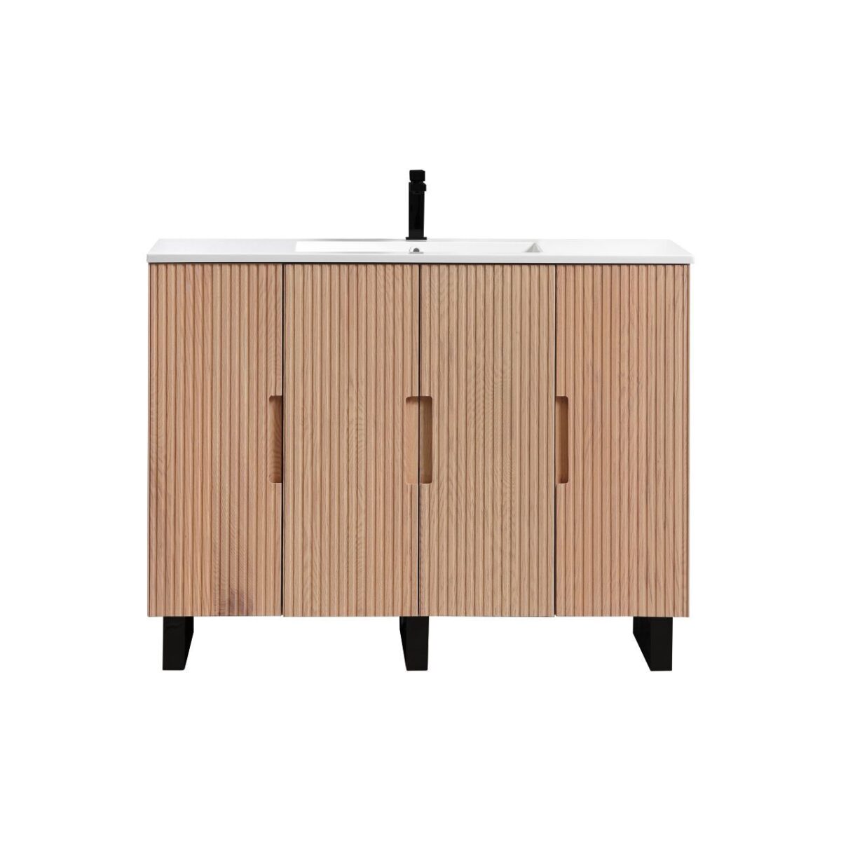 Kubebath FSKSW48S-OAKWOOD-BK Single Free Standing Vanity - Image 4