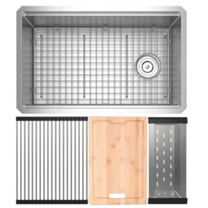 ROHL RUWUM3019WSSB Culinario 30" Stainless Steel Chef/Workstation Sink With Accessories
