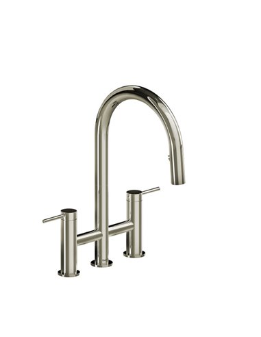 AZ400-PN Riobel Azure AZ400 Bridge Pull-Down Kitchen Faucet - Image 1