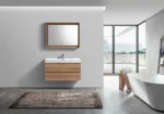 KUBEBATH BLISS 40″ Honey Oak WALL MOUNT MODERN BATHROOM VANITY BSL40-HO - Image 3