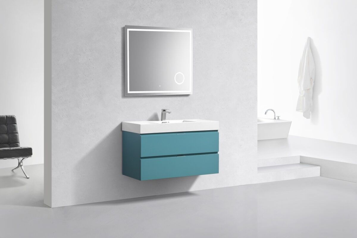KUBEBATH BLISS 40″ Teal Green  WALL MOUNT MODERN BATHROOM VANITY BSL40-TG - Image 3