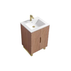 Kubebath FSKSW24-OAKWOOD-BG Free Standing Vanity