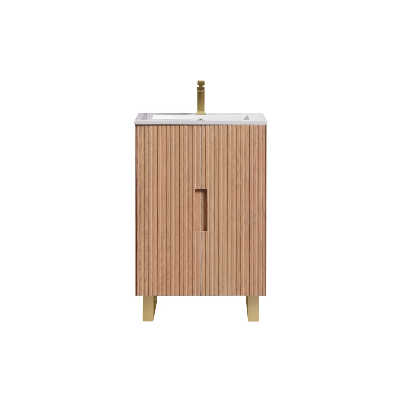 FSKSW24-OAKWOOD-BG_1 Kubebath FSKSW24-OAKWOOD-BG Free Standing Vanity - Image 2
