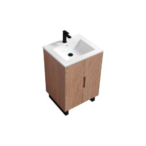 Kubebath FSKSW24-OAKWOOD-BK Free Standing Vanity