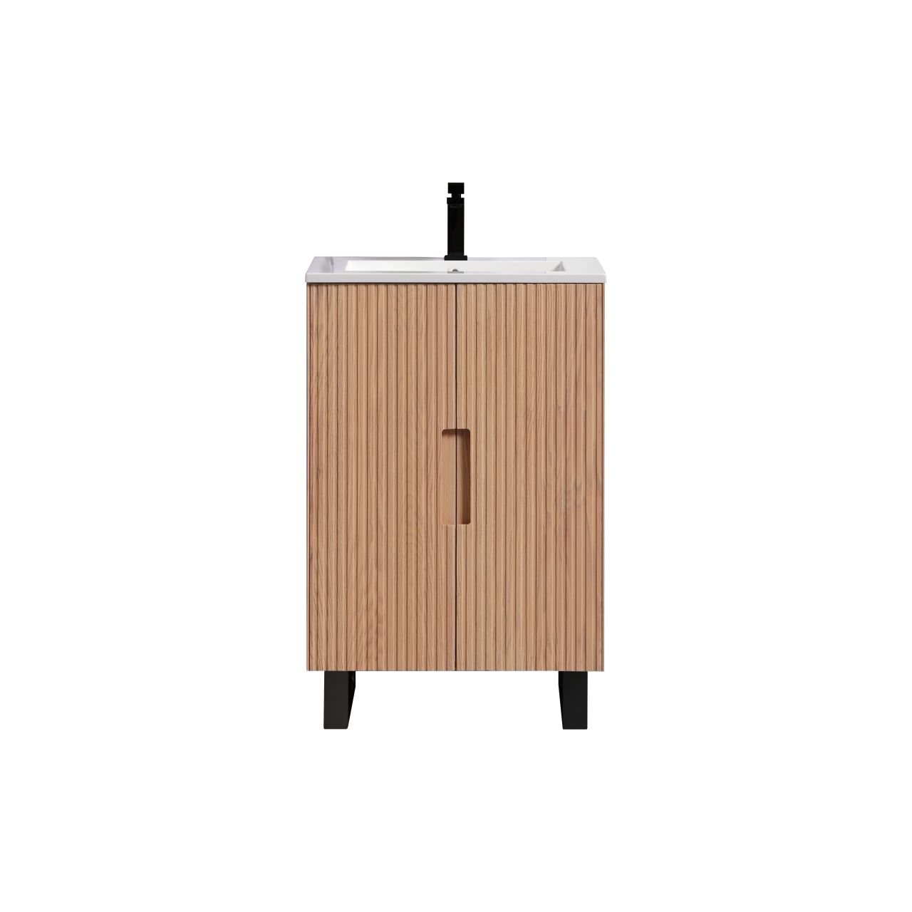 FSKSW24-OAKWOOD-BK_1 Kubebath FSKSW24-OAKWOOD-BK Free Standing Vanity - Image 3