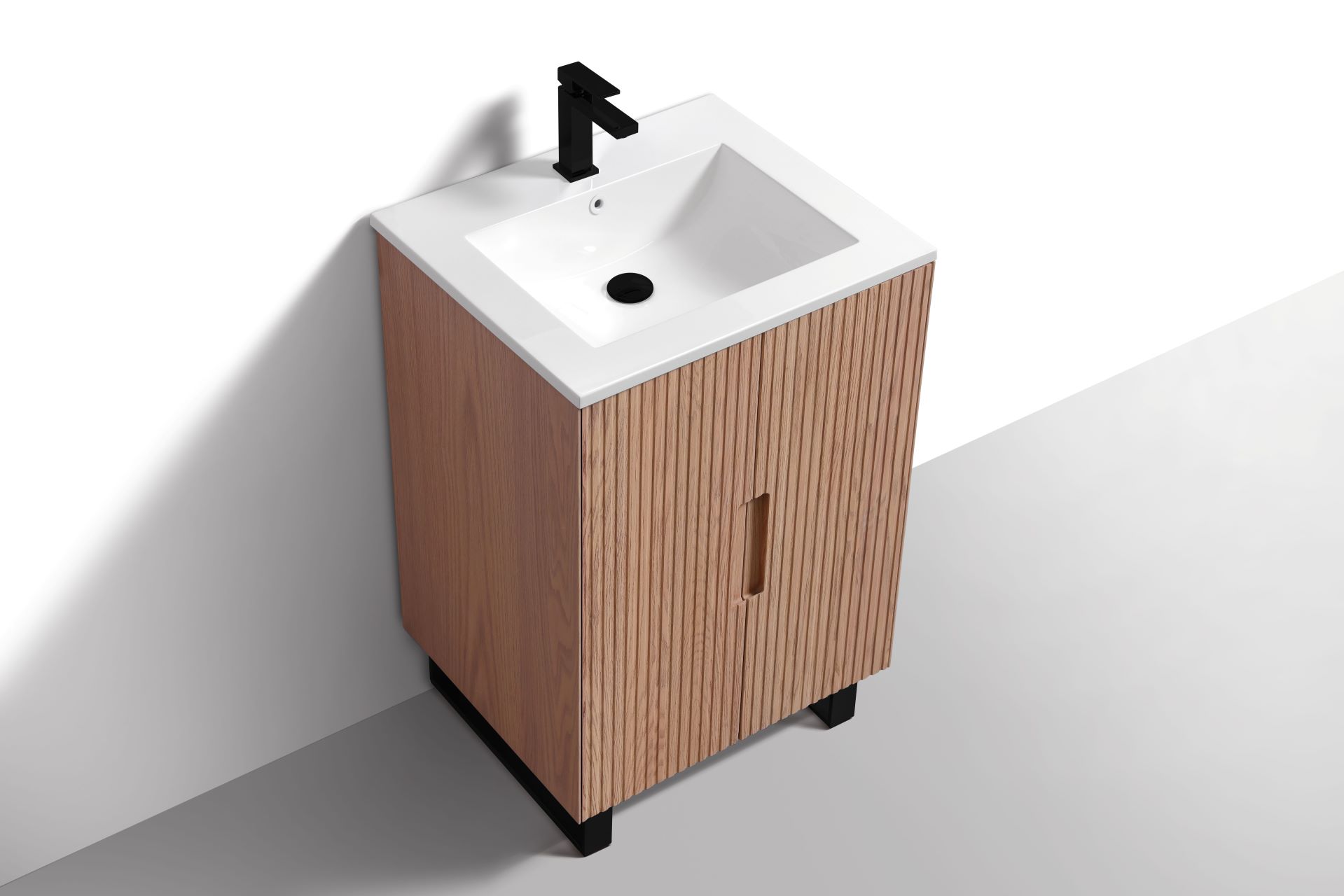 FSKSW24-OAKWOOD-BK_4 Kubebath FSKSW24-OAKWOOD-BK Free Standing Vanity - Image 6