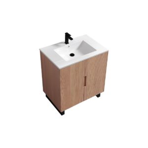 KubeBath FSKSW32-OAKWOOD-BK Free Standing Vanity