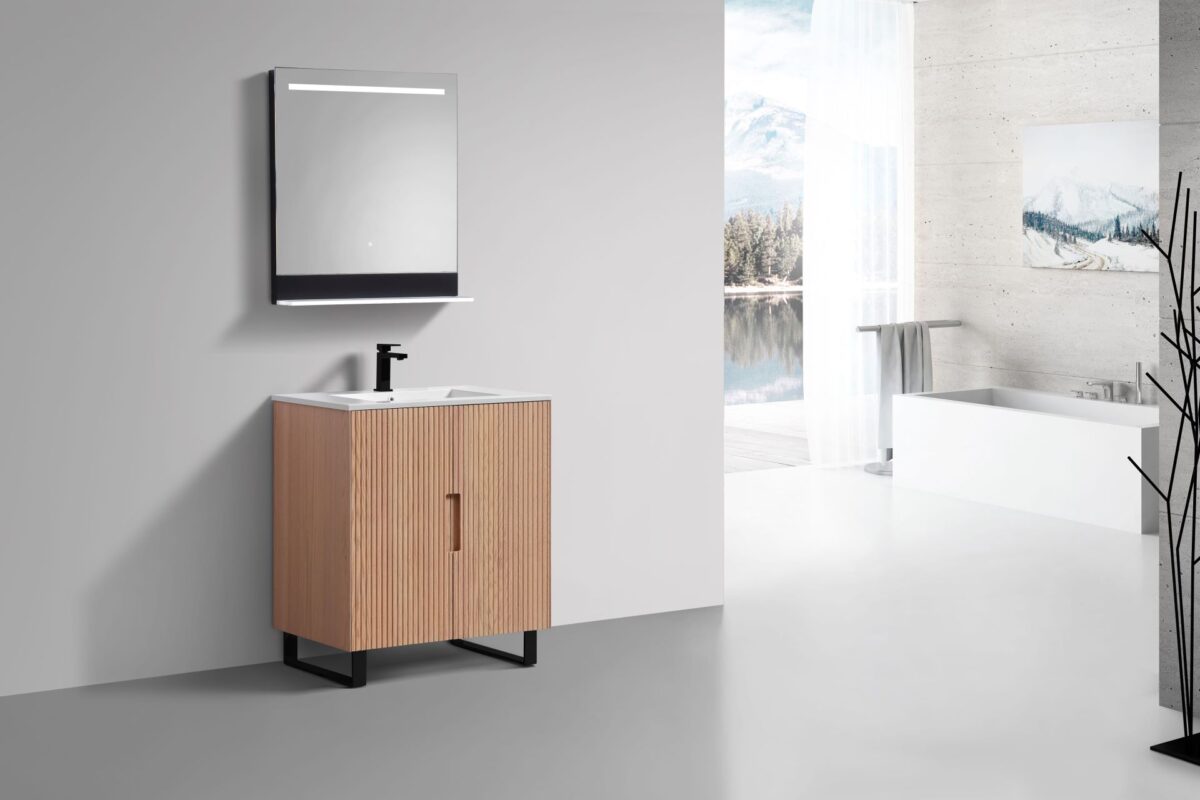 KubeBath FSKSW32-OAKWOOD-BK Free Standing Vanity - Image 8