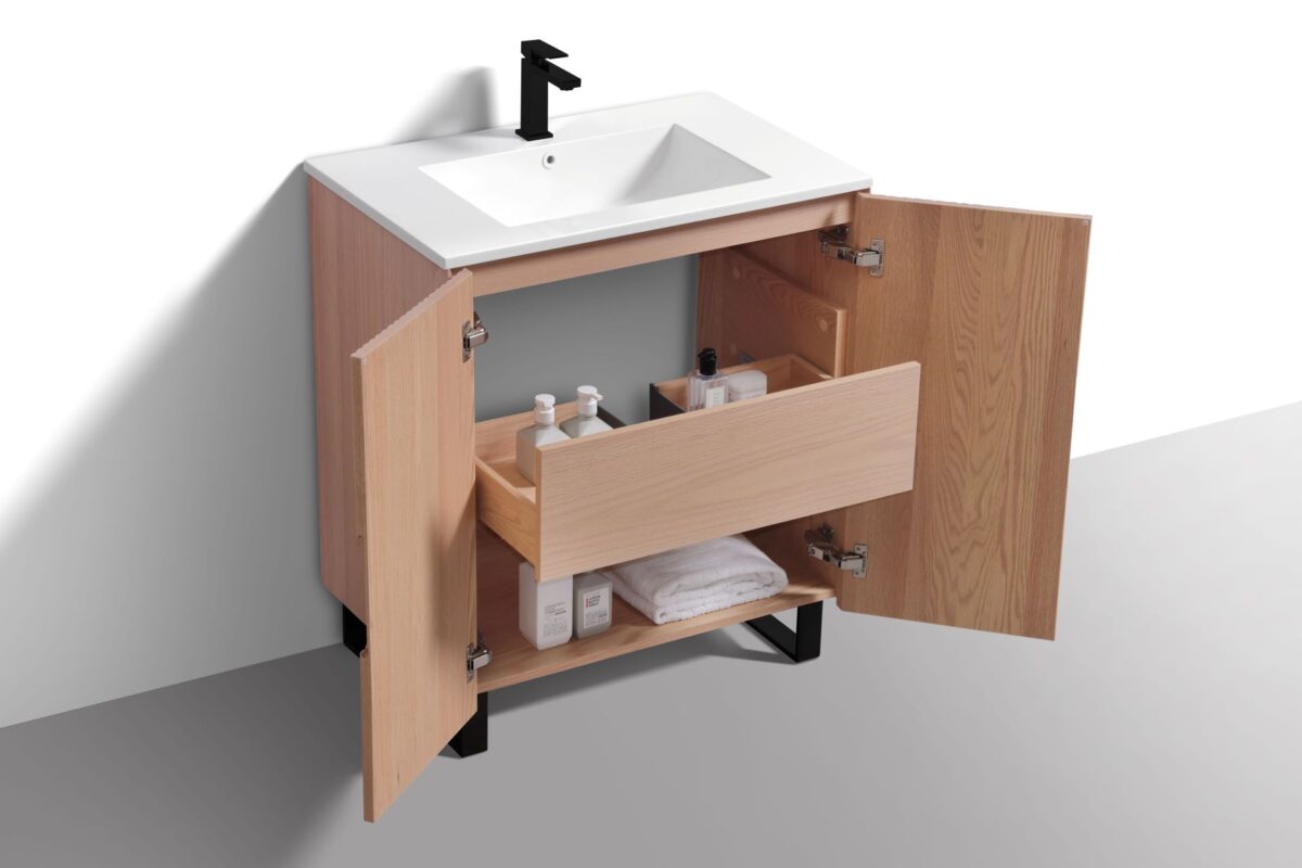 KubeBath FSKSW32-OAKWOOD-BK Free Standing Vanity - Image 11
