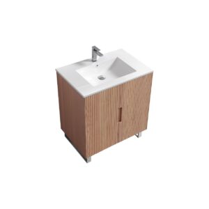 Kubebath FSKSW32-OAKWOOD-CH Free Standing Vanity