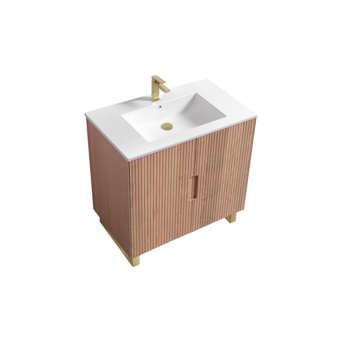 KubeBath Fiore FSKSW36-OAKWOOD-BG Free Standing Vanity - Image 1