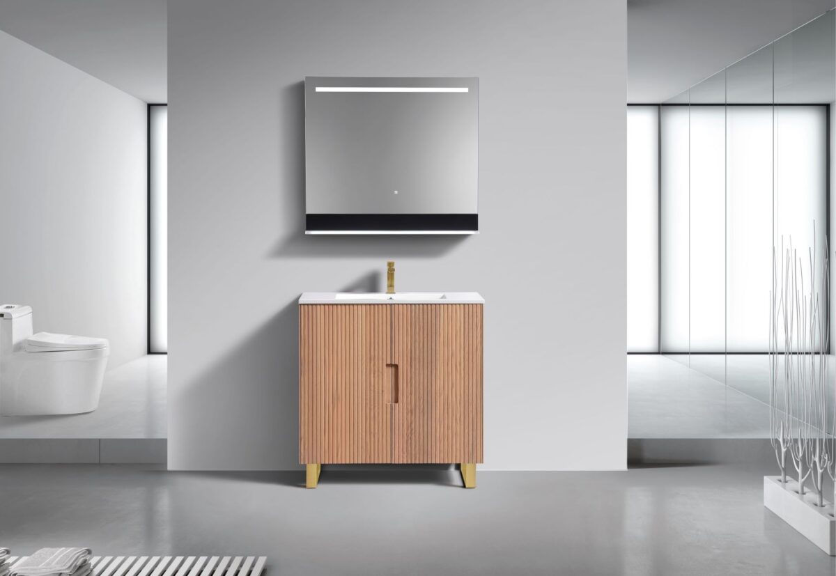 KubeBath Fiore FSKSW36-OAKWOOD-BG Free Standing Vanity - Image 9