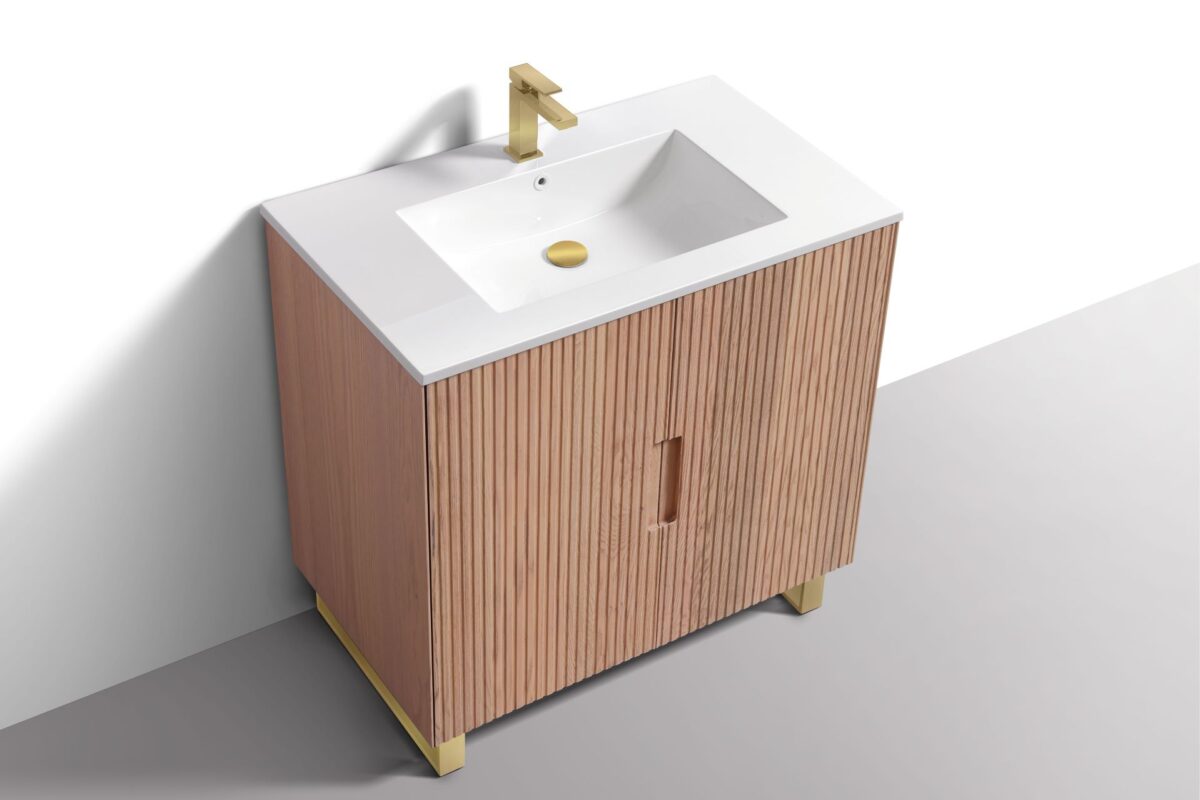 KubeBath Fiore FSKSW36-OAKWOOD-BG Free Standing Vanity - Image 10