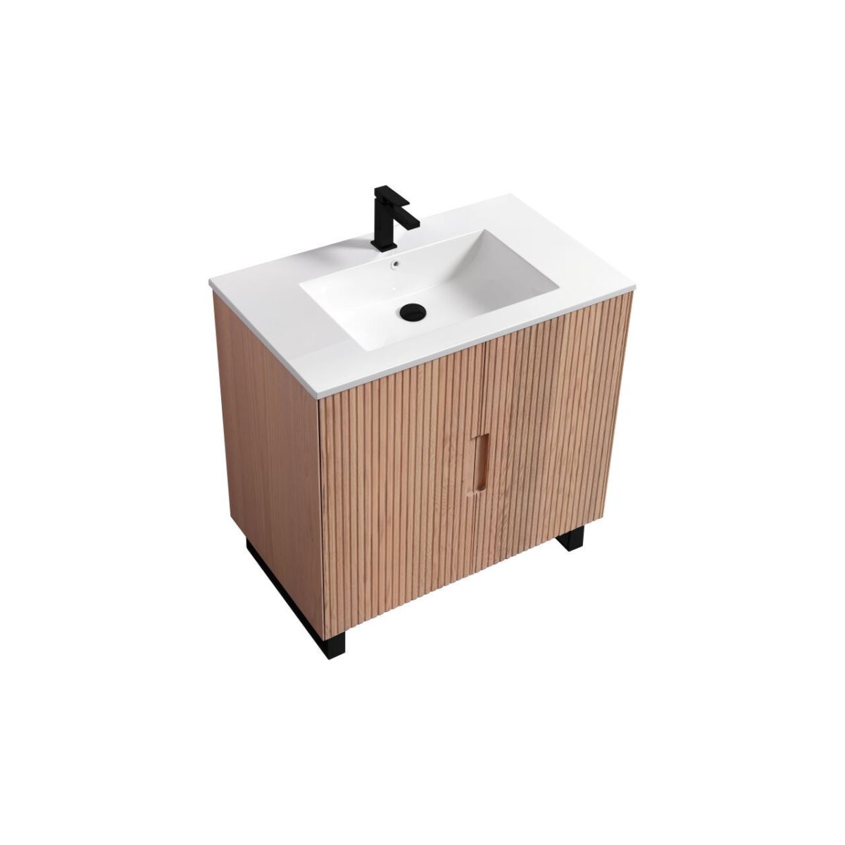 KubeBath Fiore FSKSW36-OAKWOOD-BK Free Standing Vanity - Image 1