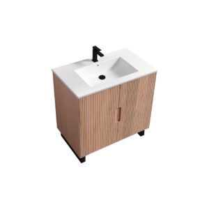 KubeBath Fiore FSKSW36-OAKWOOD-BK Free Standing Vanity