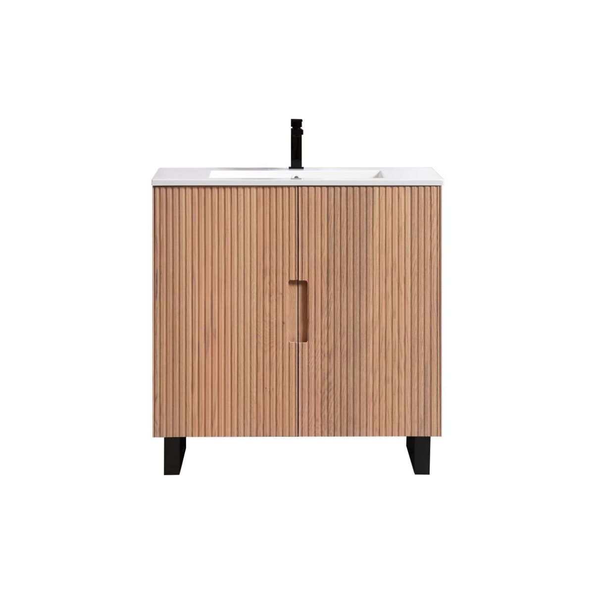 KubeBath Fiore FSKSW36-OAKWOOD-BK Free Standing Vanity - Image 9
