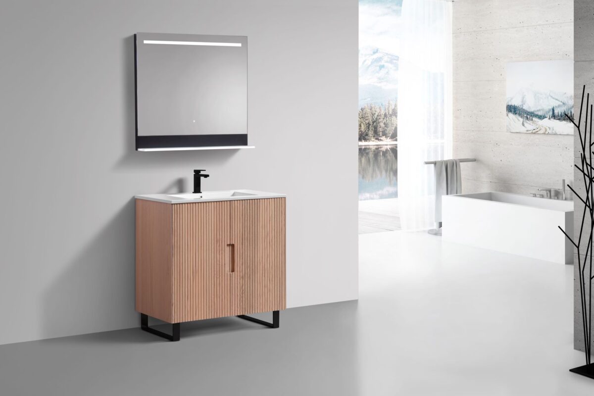 KubeBath Fiore FSKSW36-OAKWOOD-BK Free Standing Vanity - Image 10