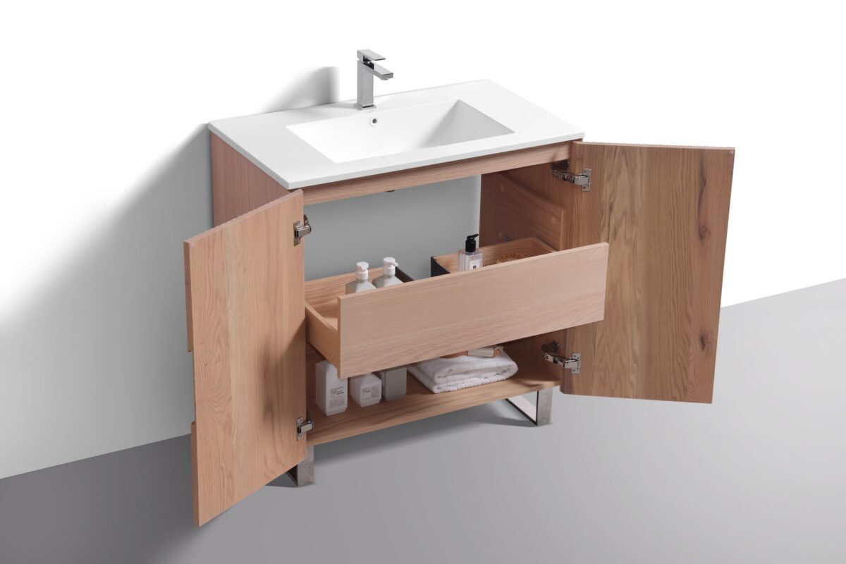 KubeBath Fiore FSKSW36-OAKWOOD-CH Free Standing Vanity - Image 12