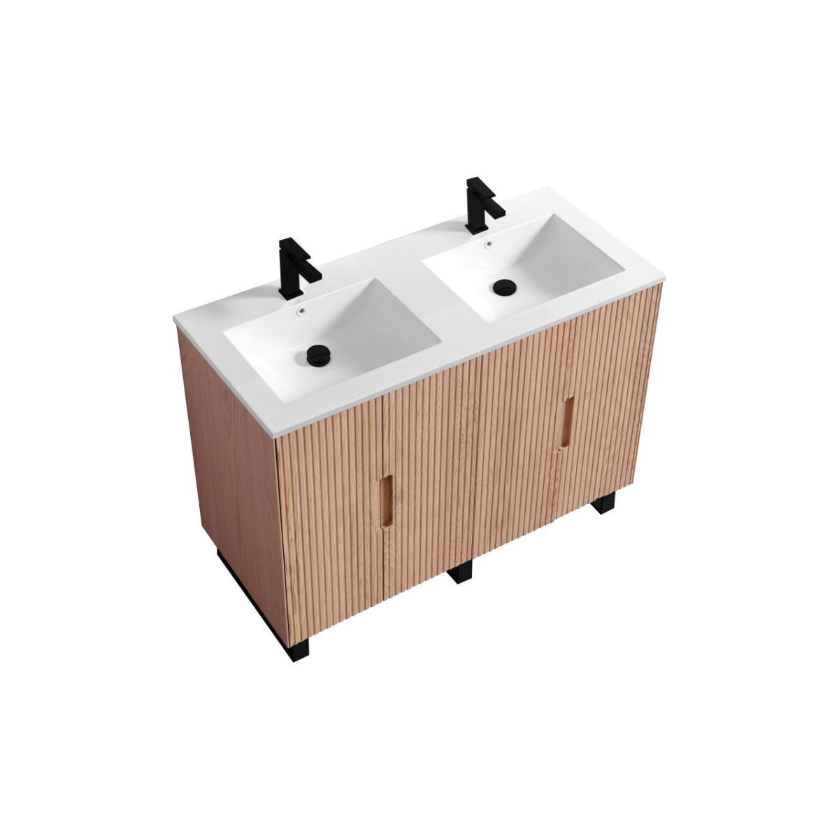 KubeBath FSKSW48D-OAKWOOD-BK Double Sink Vanity - Image 1