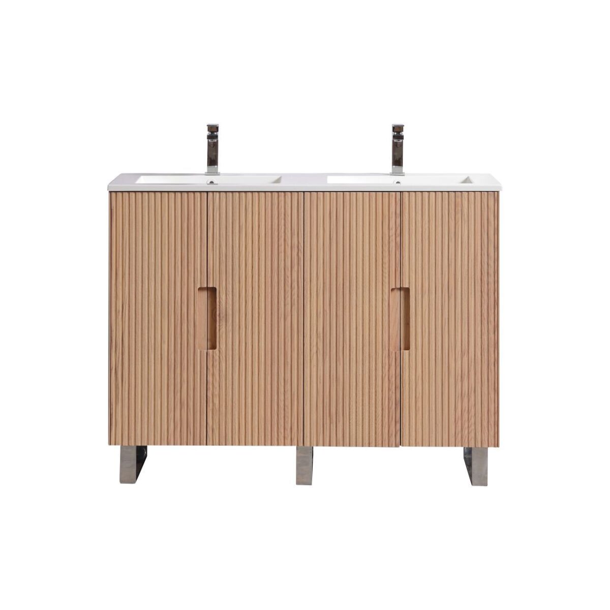 KubeBath FSKSW48D-OAKWOOD-CH Double Sink Vanity - Image 4