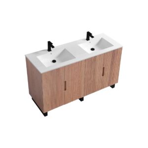 KubeBath FSKSW60D-OAKWOOD-BK Free Standing Vanity