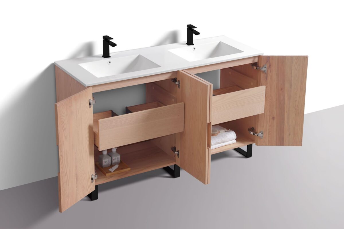 KubeBath FSKSW60D-OAKWOOD-BK Free Standing Vanity - Image 11