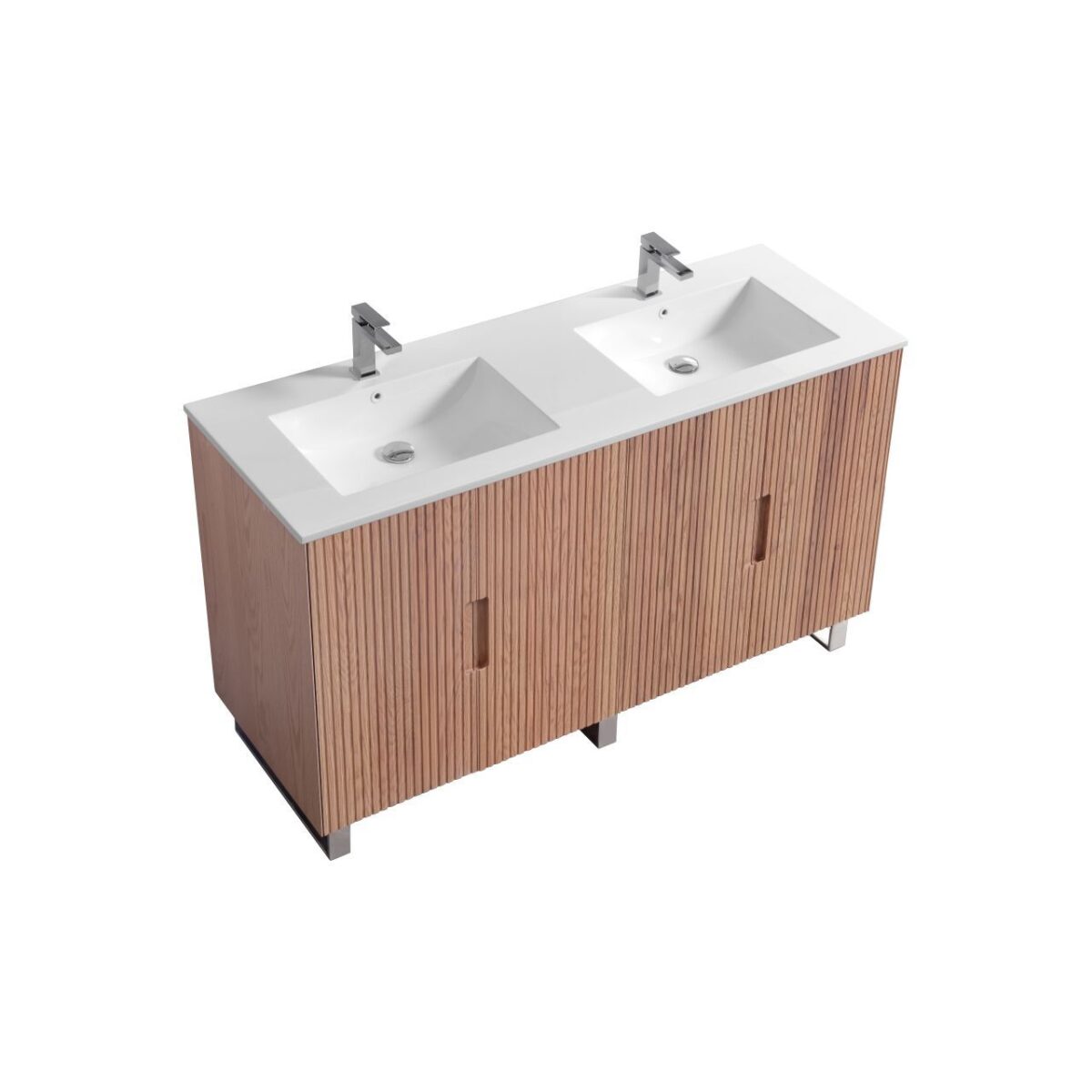 KubeBath FSKSW60D-OAKWOOD-CH Free Standing Vanity - Image 1