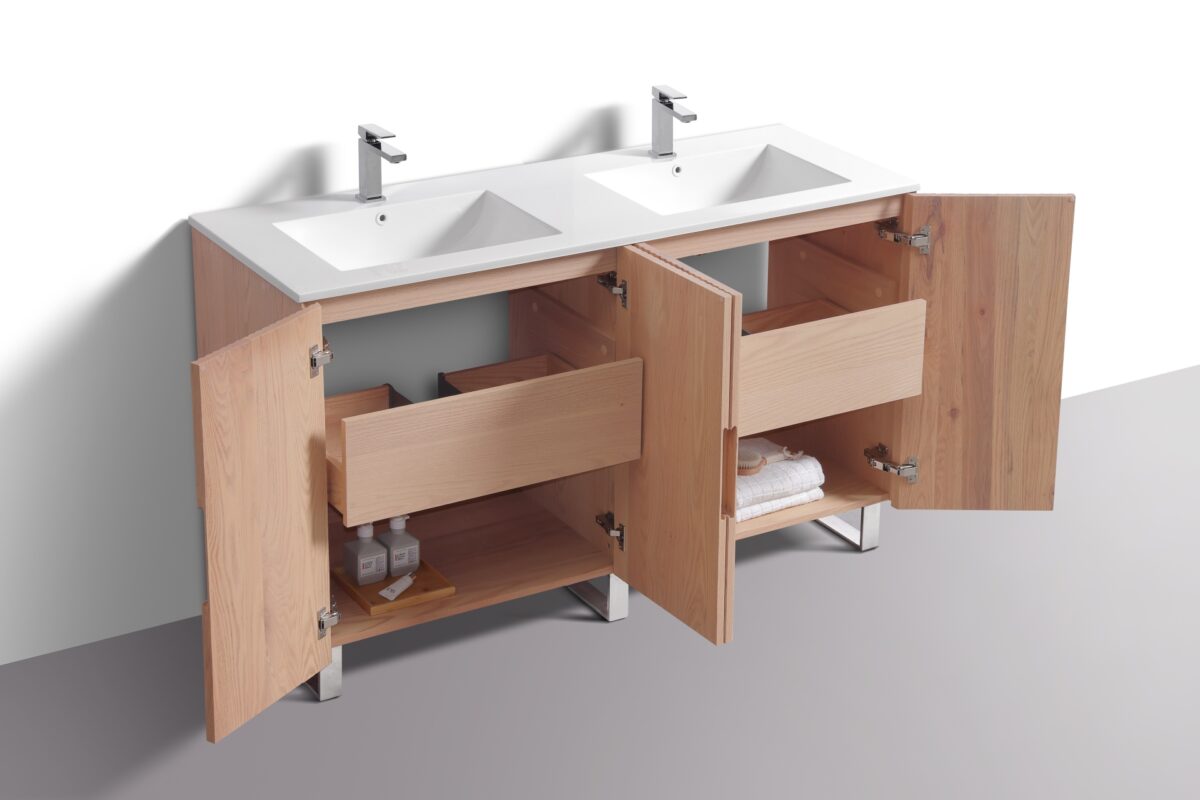 KubeBath FSKSW60D-OAKWOOD-CH Free Standing Vanity - Image 13