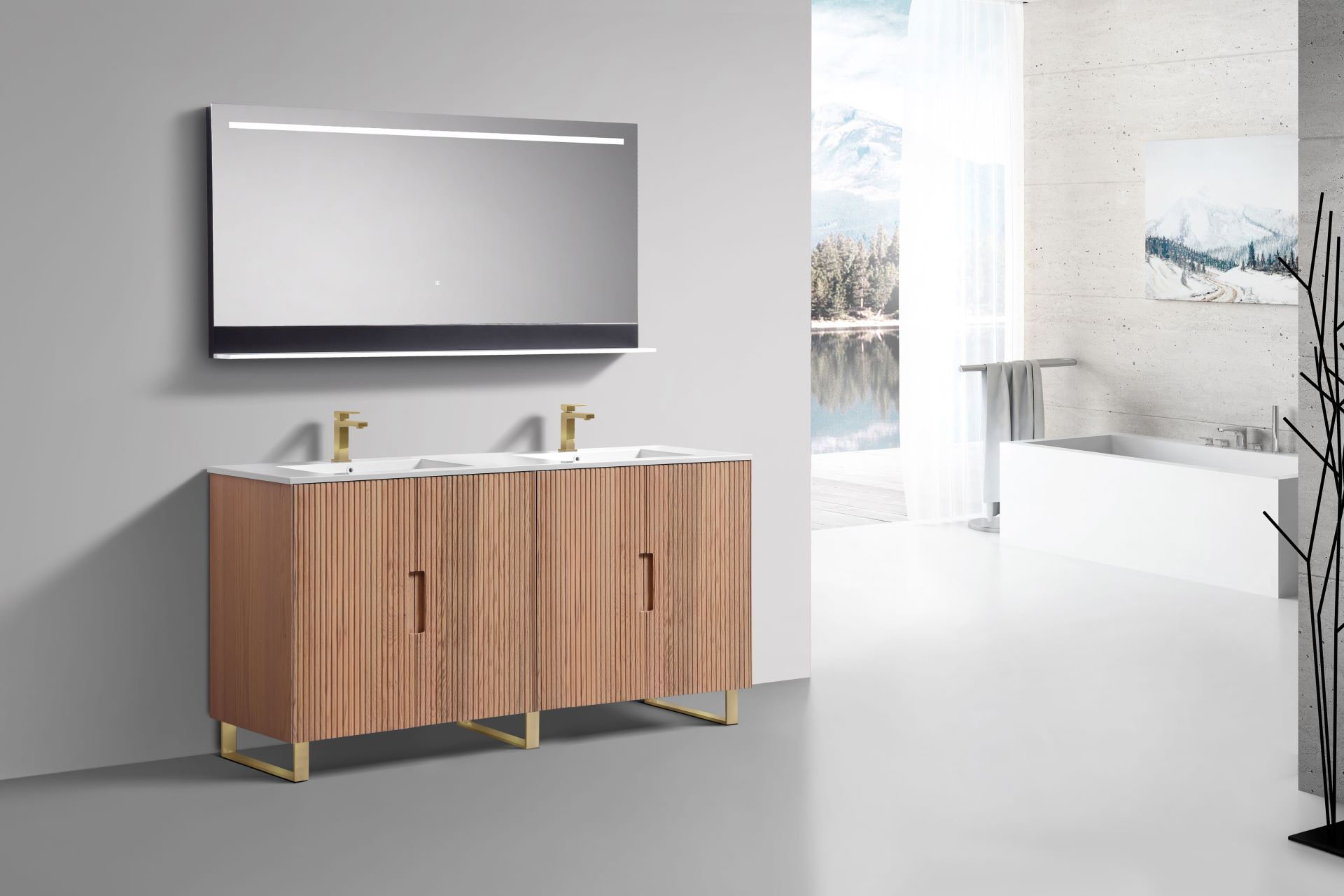 FSKSW72D-OAKWOOD-BG_2 KubeBath FSKSW72D-OAKWOOD-BG Free Standing Vanity - Image 10