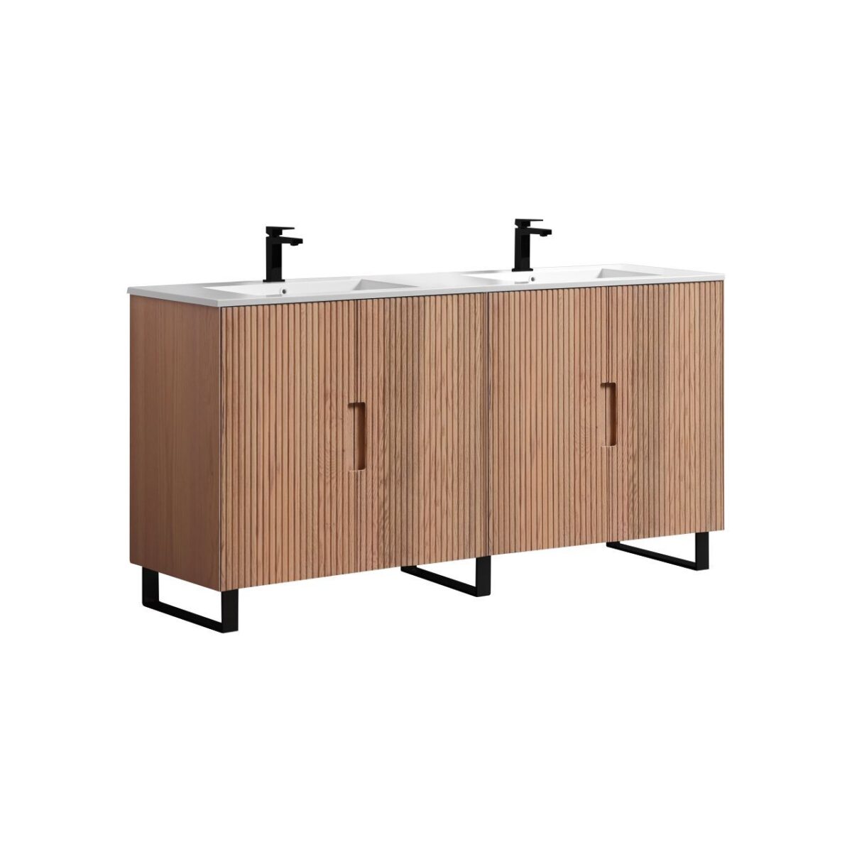 KubeBath FSKSW72D-OAKWOOD-BK Free Standing Vanity - Image 1