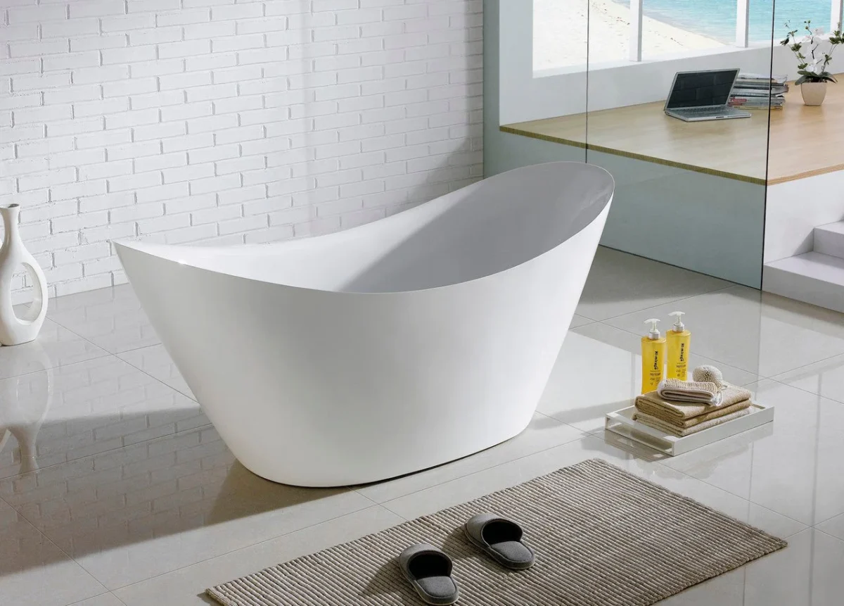 KubeBath Luna KFST2768 Free Standing Bathtub White - Image 2