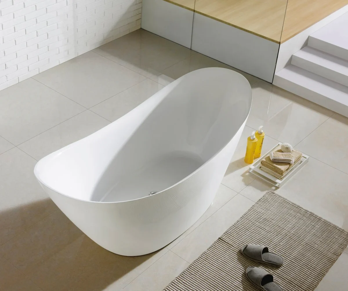 KubeBath Luna KFST2768 Free Standing Bathtub White - Image 3
