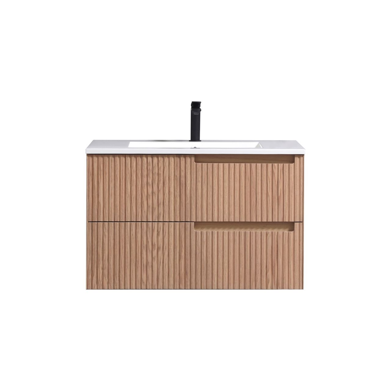 KSW32-OAKWOOD KubeBath FSKSW32-OAKWOOD Modern Wall Mount Vanity - Image 1