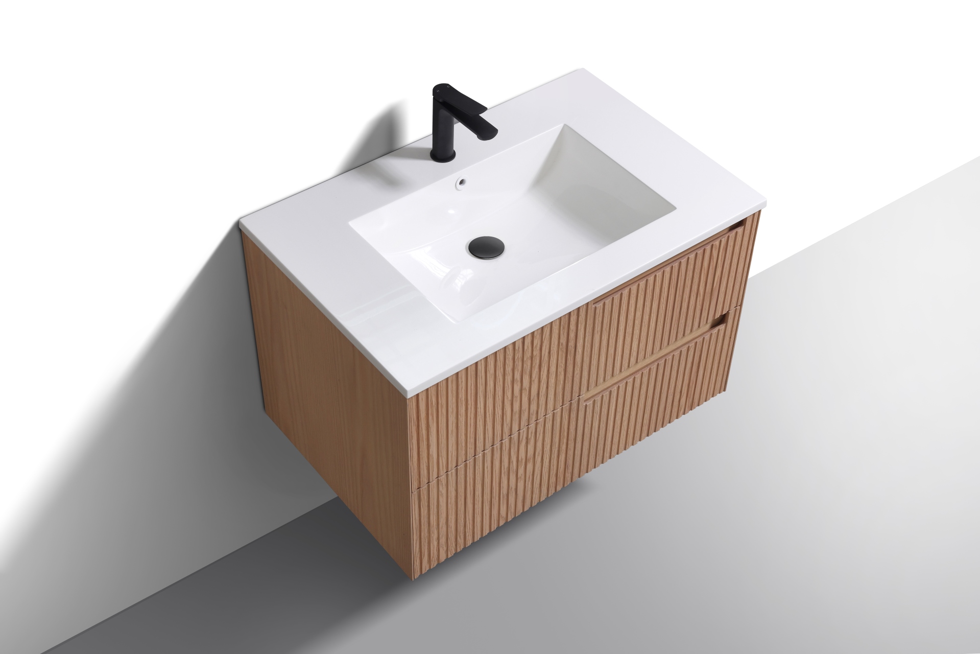 KSW32-OAKWOOD_2 KubeBath FSKSW32-OAKWOOD Modern Wall Mount Vanity - Image 2